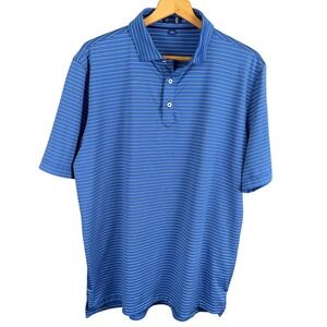 Stitch Golf Mens Blue White Striped Performance Polo Shirt Large RN 155812